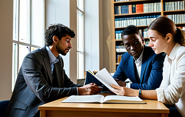 **
"A diverse group of fully clothed law students, appropriate attire, studying together in a modern university library in Lisbon. Books and laptops are visible. Sunlight streams through large windows. Focus on collaboration and academic environment. Safe for work, professional setting, perfect anatomy, natural proportions, well-formed hands, modest clothing, family-friendly."
**