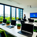 Legal Tech Startup Office**

"A modern, open-plan office space in São Paulo, Brazil, bustling with young professionals working on laptops. The scene includes vibrant green plants, ergonomic chairs, and large screens displaying legal tech software. Everyone is fully clothed in professional attire, appropriate for a startup environment (think smart casual).  Perfect anatomy, correct proportions, natural pose.  Safe for work, appropriate content, fully clothed, professional, modern, family-friendly.  High-resolution, sharp focus."

**