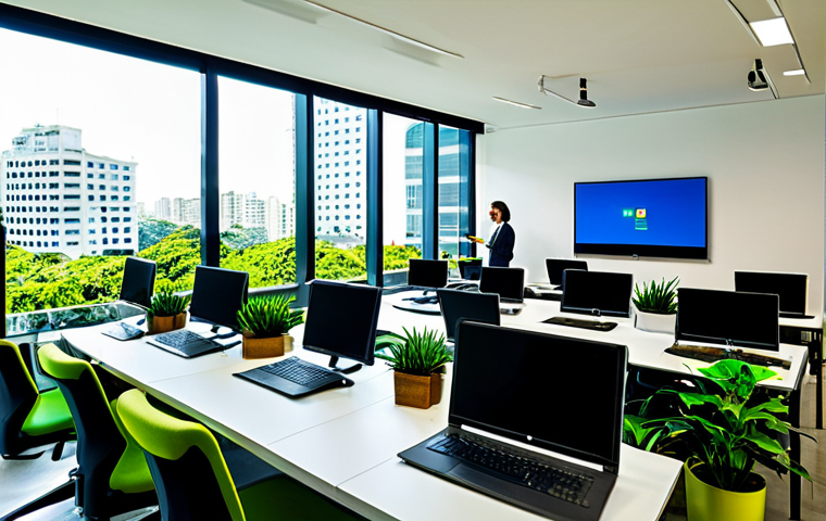 Legal Tech Startup Office**
"A modern, open-plan office space in São Paulo, Brazil, bustling with young professionals working on laptops. The scene includes vibrant green plants, ergonomic chairs, and large screens displaying legal tech software. Everyone is fully clothed in professional attire, appropriate for a startup environment (think smart casual). Perfect anatomy, correct proportions, natural pose. Safe for work, appropriate content, fully clothed, professional, modern, family-friendly. High-resolution, sharp focus."
**