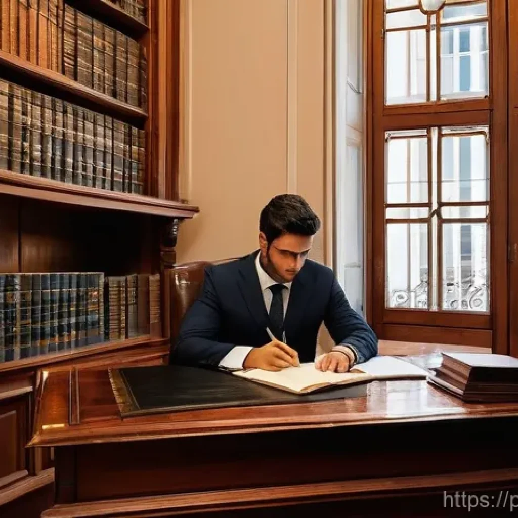 법무사 초보 실무 연습 케이스 - **Prompt: "A young, determined Portuguese lawyer, in their late 20s or early 30s, is diligently stud...