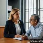 Home 22 법무사 업무 중 고객 상담 사례 - A professional legal consultation scene in a modern Brazilian law office, featuring a compassionate ...